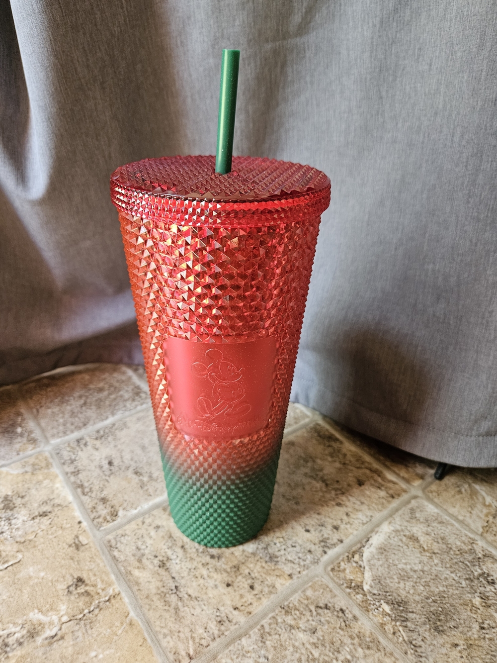 Disney Starbucks Christmas  Red and Green Studded Tumbler with Straw